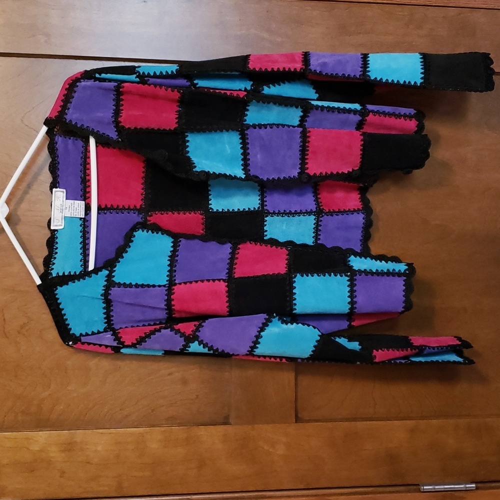 Suede And Crocheted Patchwork Jacket With Crochet… - image 1